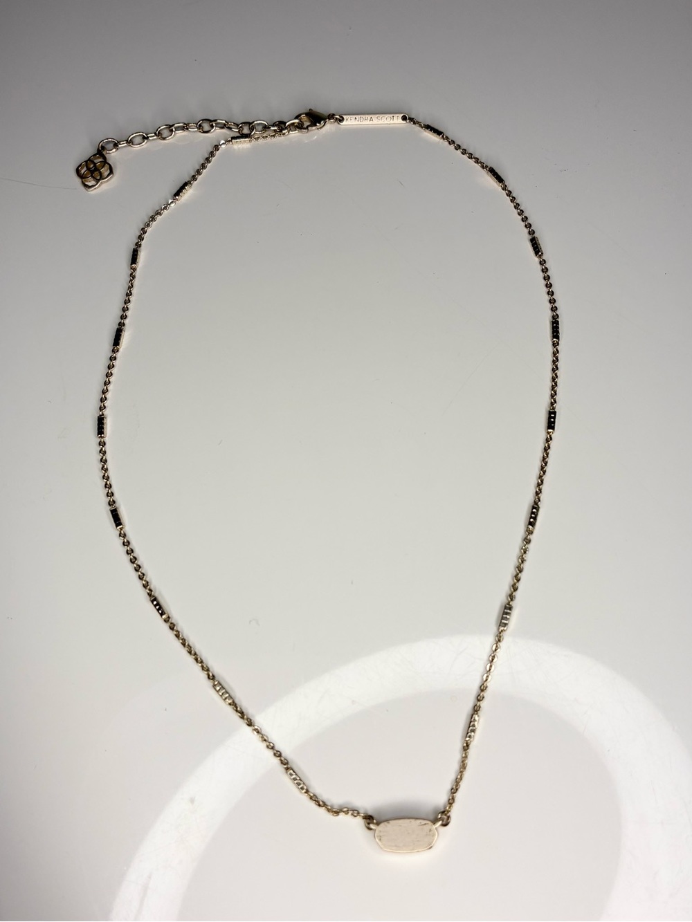 Kendra Scott Fern Necklace Delicate Brushed 14KP Gold Oval Pendant Lightweight